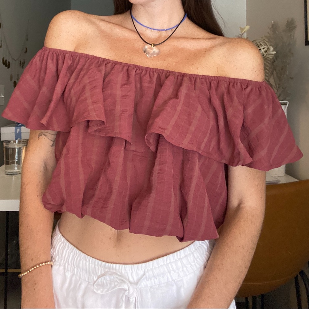 Red Off the Shoulder Top